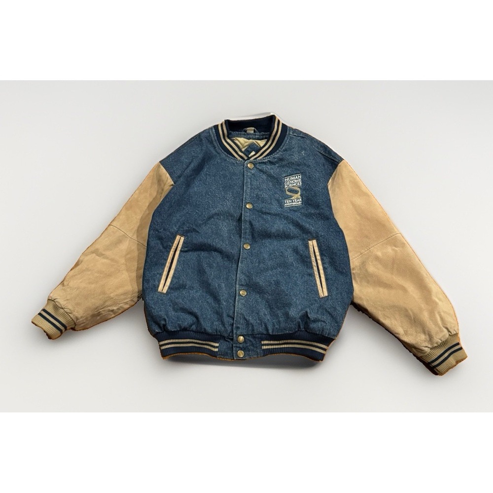 Vintage Human Genome Science Staff Jacket M Pharmaceutical Drugs Denim Rare